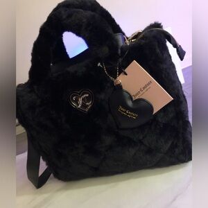 BNWT Juicy Couture Black Fluffy Tote